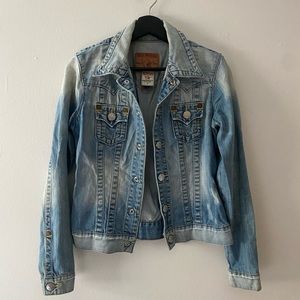 True Religion Denim Jean Jacket Distressed Size Small
